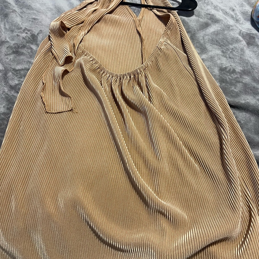 Tan Ribbed Halter Dress - Picture 3 of 4